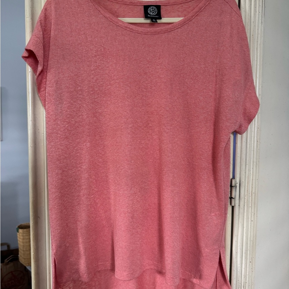 Bobeau Pink Asymmetrical Short Sleeve T-Shirt